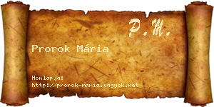 Prorok Mária névjegykártya